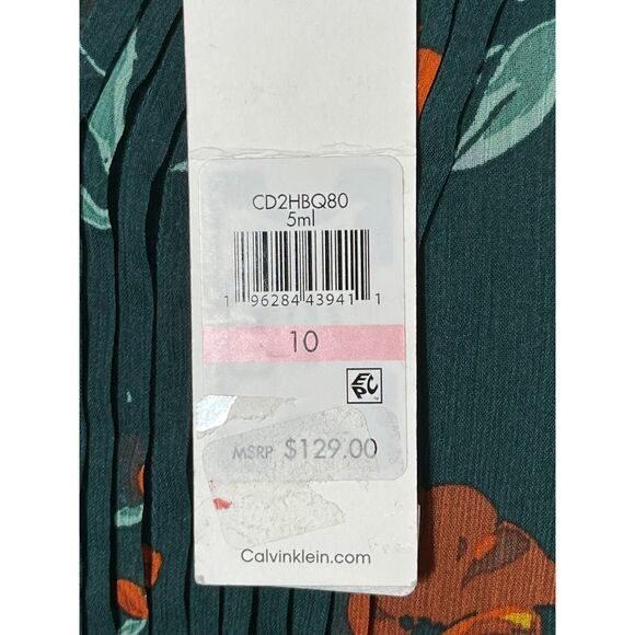 NWT Calvin Klein Forest Green Boho Cottagecore Dress Peasant 10 MSRP $129 - Picture 8 of 10